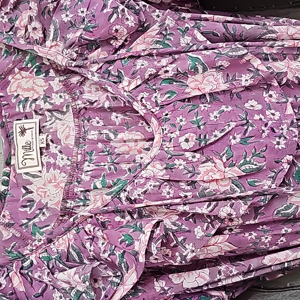 Nwot Mille Resort & Travel Lavender June Floral Longsleeve Ruffled Midi Dress - Picture 7 of 15